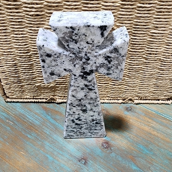 Granite Cross home decor mantle wall piece remembrance faith religious - Picture 3 of 7